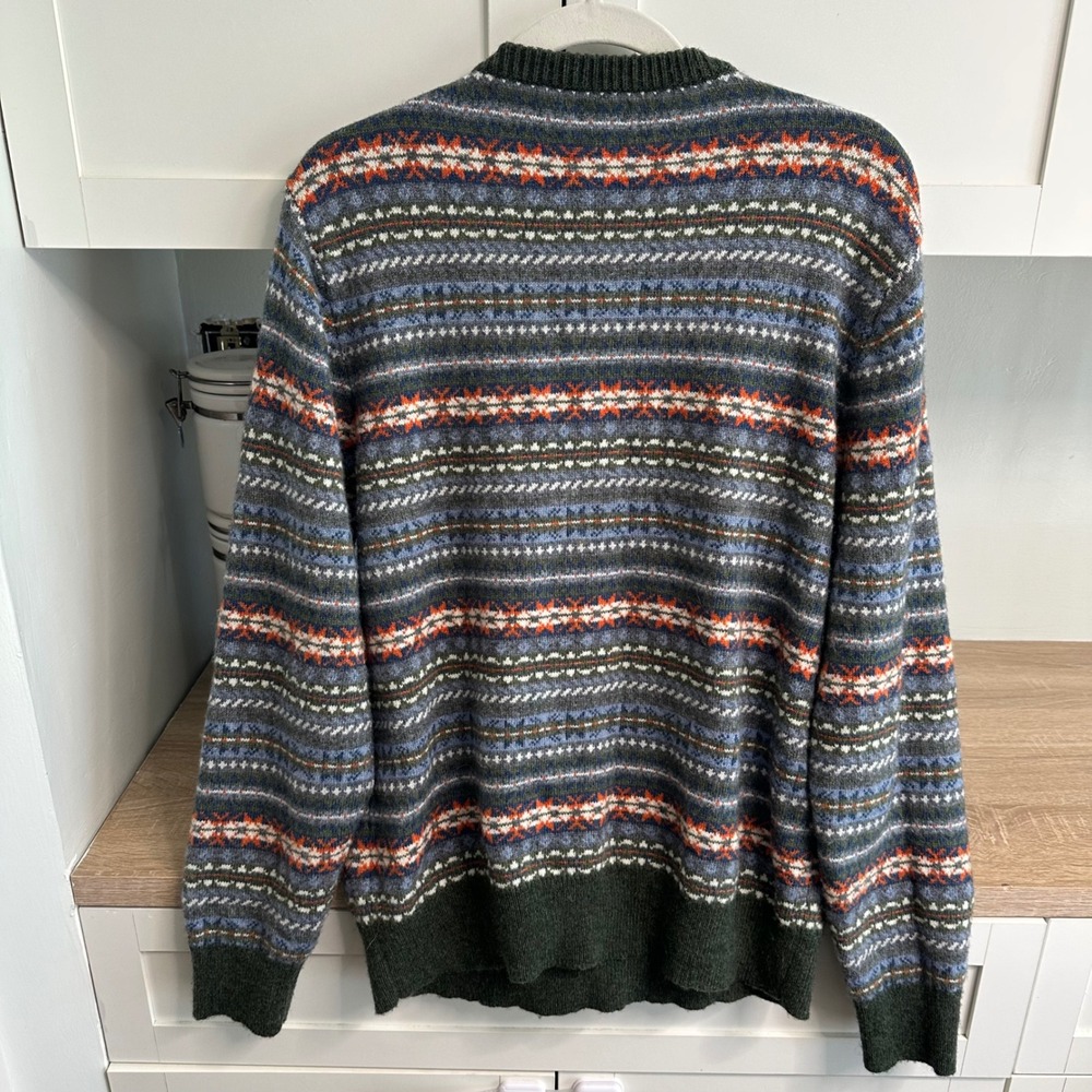 J.Crew Lambswool Blend Fair Isle Crewneck Sweater Mens L Heritage Nordic Cabin - Picture 2 of 11